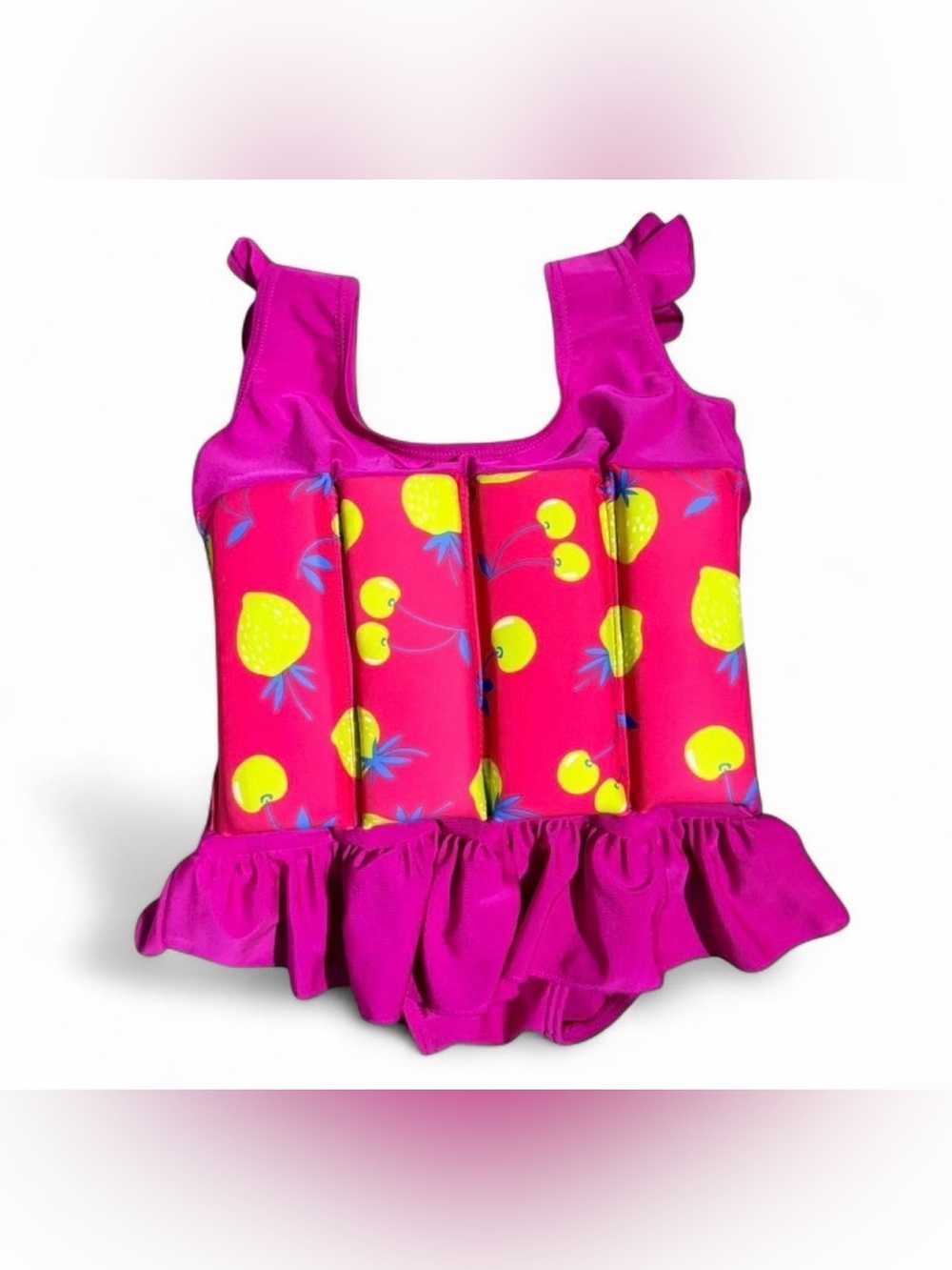 Girls' Hot Pink Lemon Ruffle Swim One Piece
